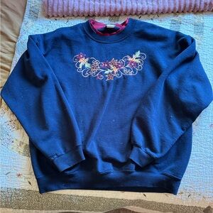 Navy Blue Crewneck w/ Red-Lined Collar